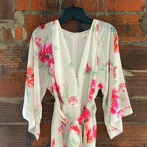 Yumi Kim White Floral Romper, Medium